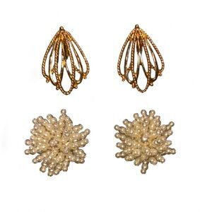 Park Lane Vintage Faux Pearl Cluster Earrings + Avon Vintage Gold-Tone Earrings